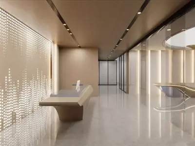 Futuristic Minimalist Reception Lobby 3D model