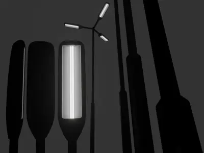 Street Light 3 Galvanized F3 M1 K0 4500 mm Low-poly 3D model