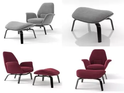 Gilliam four different chairs and ottomans 3D model
