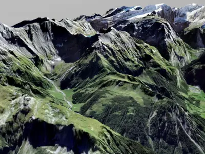 Mountain landscape Hauserhor Glarus Eastern Switzerland 3D model