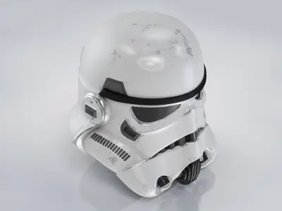 StormTrooper Helmet Damaged Low-poly 3D model