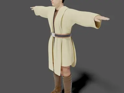 Jedi-rigged and animated Low-poly 3D model