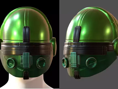 Gas mask helmet 3d model scifi Low-poly  Low-poly 3D model