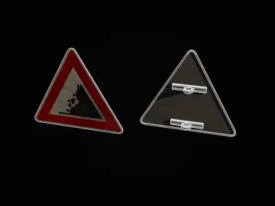 Czech road signs pack - Warnings Low-poly 3D model