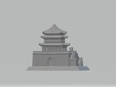 Chinese city gate ancient building pavilions 3D print model