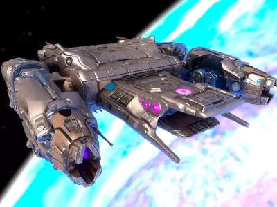 Sci-fi Battle Spaceship Essenor-Rigged Low-poly 3D model