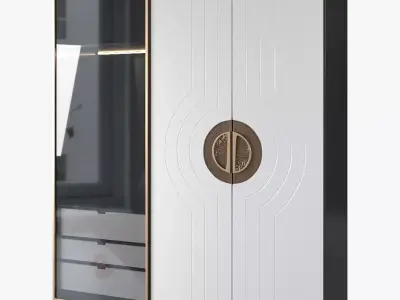 Sideboards 2 wardrobe with gold door 3D model