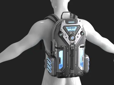 Sci Fi Bag White Low-poly 3D model