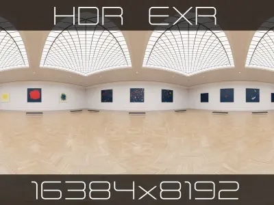 HDRI - Art Museum Gallery Interior 12 - 16384x8192 Texture