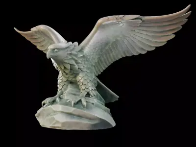 Stone Eagle Statue Low-poly 3D model