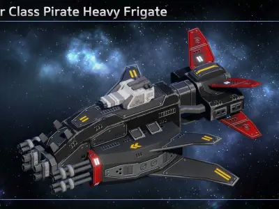 Spaceship Pirate Frigates Low-poly 3D model