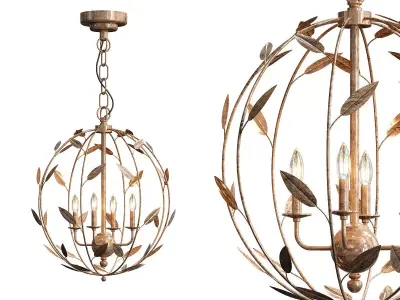 Uttermost chandelier with leaves hanging from it 3D model