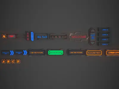 Scifi Signboard Collection 3D model