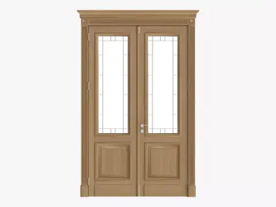 Door classic with glass double 01 3D model