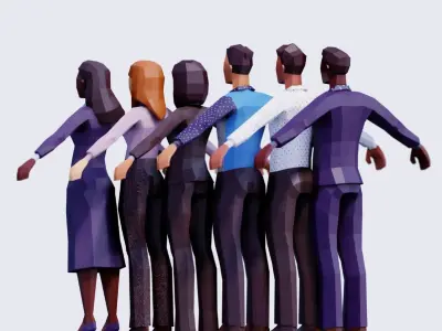Business People - Animated and Rigged Low-poly 3D model
