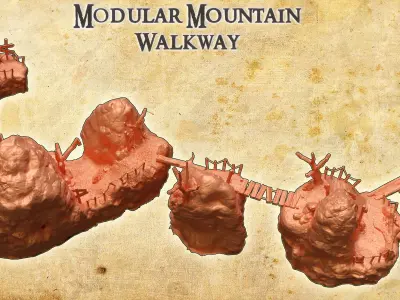 Modular Mountain Walkway 28 mm Tabletop Terrain 3D print model