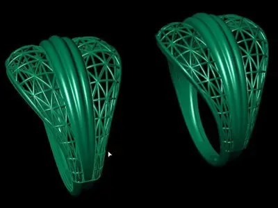 Net grid fusion gold ring 3D print model