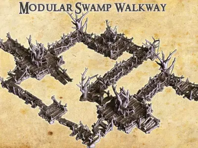 Modular Swamp Walkway Tabletop Terrain 28 MM 3D print model