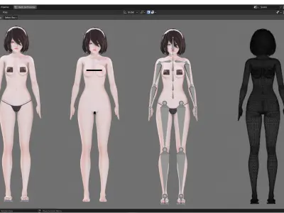 Bikini clothes 0021 - Rig -Unreal - Unity - Blender - Animated Low-poly 3D model