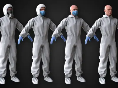 Man In Protective Suit Low-poly 3D model