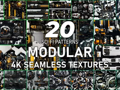 20 Seamless Sci-fi Patterns - Modular Texture Texture