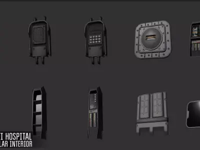 Sci-fi hospital - modular interior Low-poly 3D model