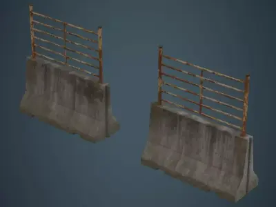 Concrete Barrier 2D Low-poly 3D model