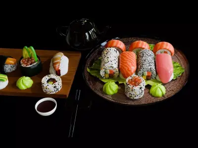 Asian food sushi combo 3 Low-poly 3D model