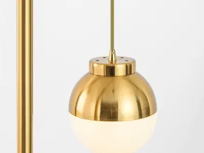 Gold Finish Large Floor Lamp 3D model