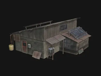Post Apocalyptic House - Wooden - Old Low-poly 3D model