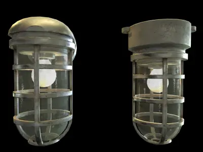 Industrial Cage Light Collection Game Ready PBR Textures Low-poly 3D model