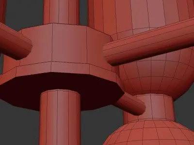 Lightmaker four light chandelier in brass with glass shades 3D model