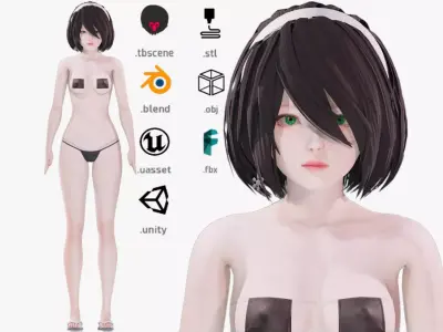 Bikini clothes 0021 - Rig -Unreal - Unity - Blender - Animated Low-poly 3D model