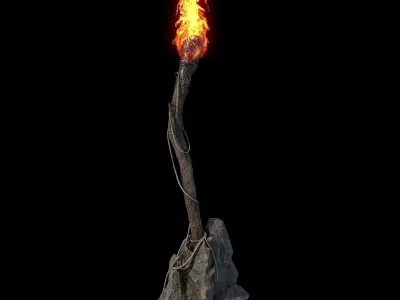 Fantasy torches  kit with PBR  V-ray render setup 3D model