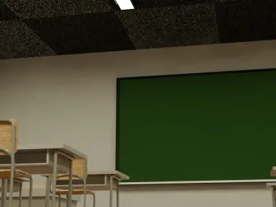 Japanese classroom Low-poly 3D model