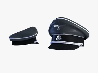 WWII SS German Officer Cap Low Poly Low-poly 3D model