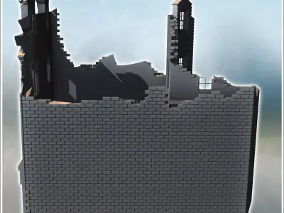 Ruined baroque-style building with a ground-floor shop 13 - Mode 3D print model