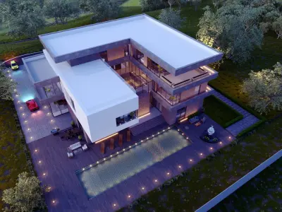 Villa prototype modern house furnished clash free underground 3D model