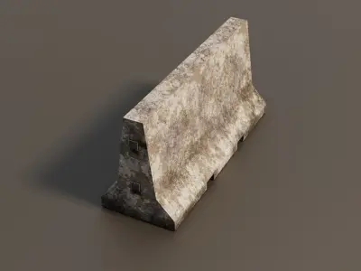 Concrete barrier  Low-poly 3D model 11