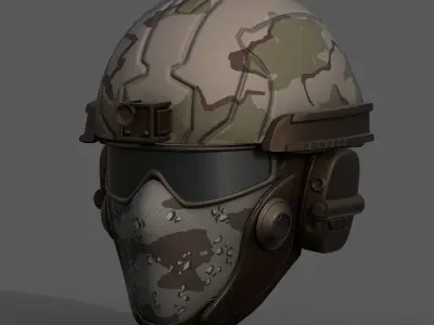 Helmet scifi military combat 3d futuristic technology  Low-poly 3D model