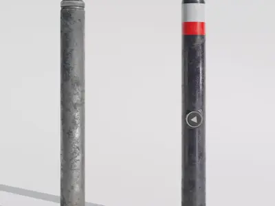Realistic European Street Bollards Low-poly 3D model