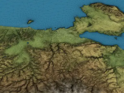 Chania - Topography Terrain Low-poly 3D model