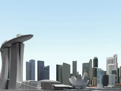 Singapore City Low-poly 3D model
