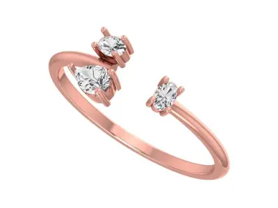 Three Stone Light Weight Band Ring 3D print model get