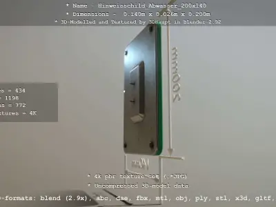 Hinweisschild Abwasser 200x140mm Low-poly 3D model