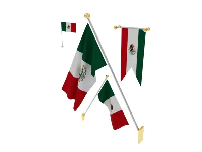 Flags of Mexico 3D model