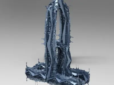 Hydra Dark Stone Sci fi monoliths 3D model