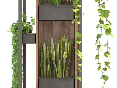 Metal and Wood Plant Stand 3D model