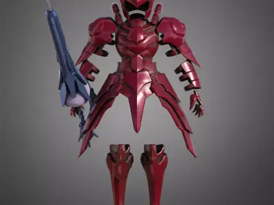 Overlord Shalltear Bloodfallen Full Armor and Lance for Cosplay 3D Model Pack