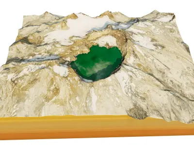 Katmai volcano 3D model terrain Low-poly 3D model